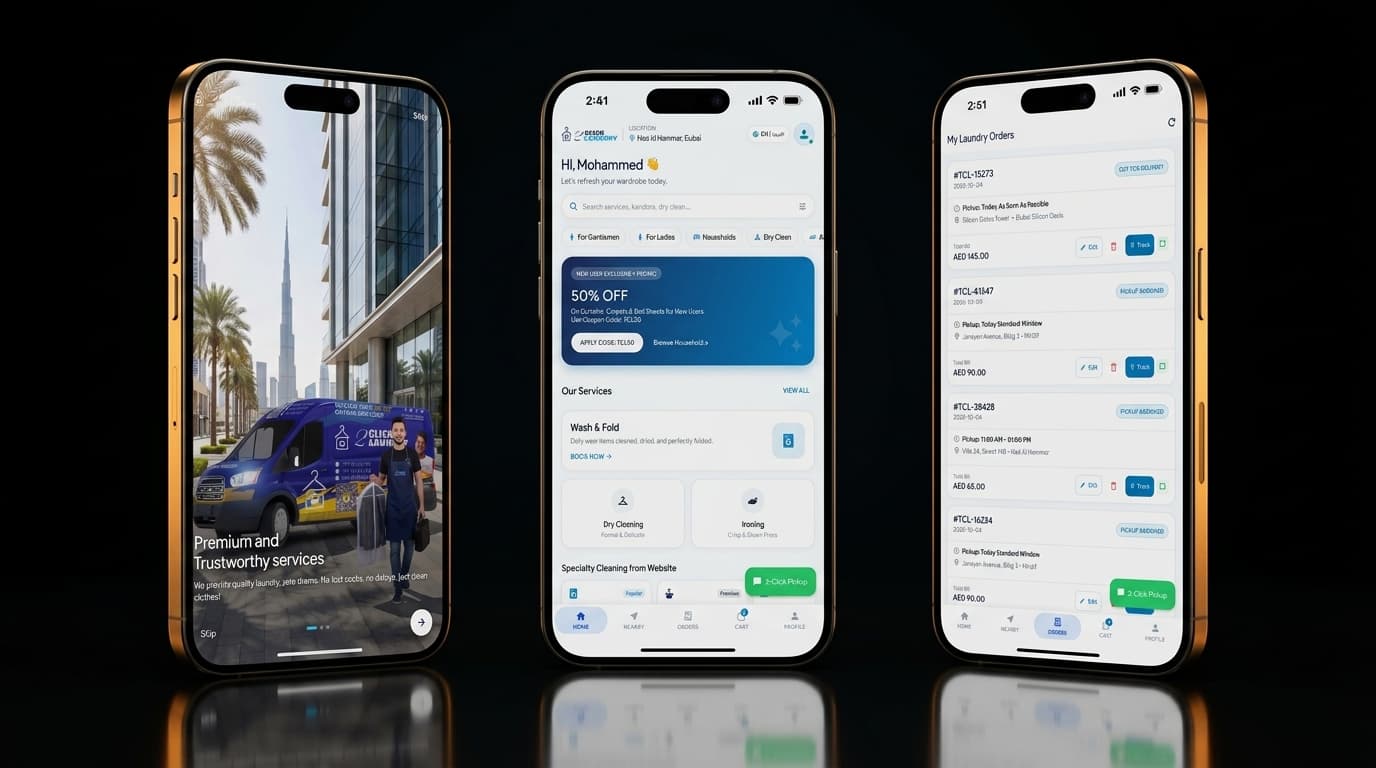 Two Click Laundry – Customer & Rider Fleet Mobile Apps Full Architecture