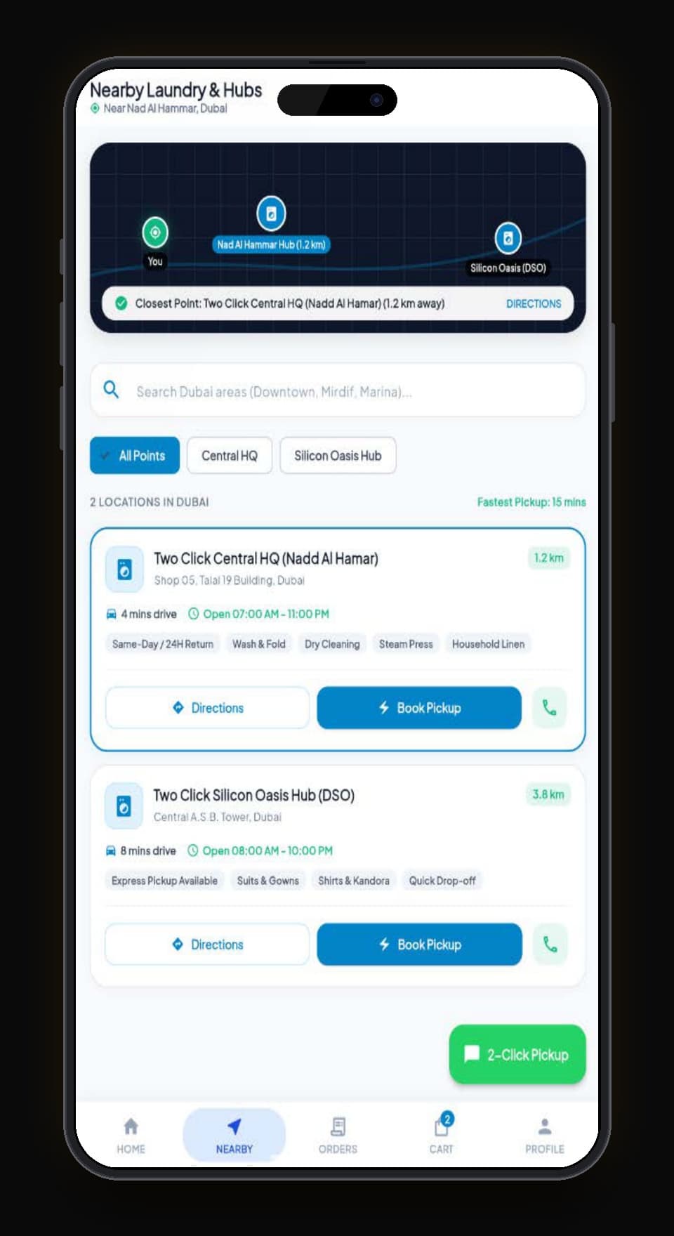 Nearby Laundry Hubs Locator